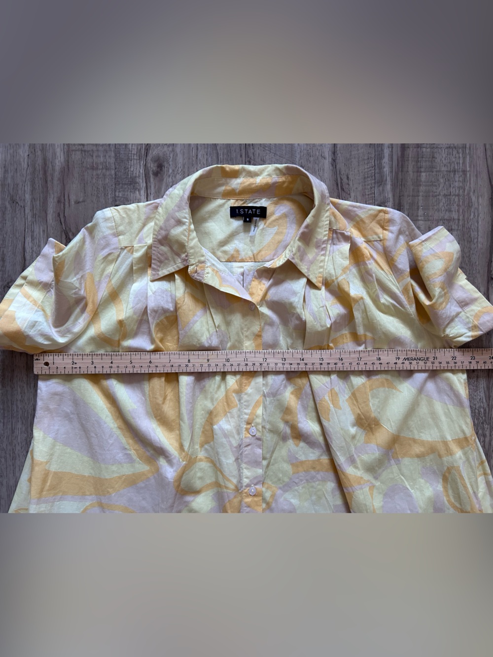 1. State Short-Sleeve Light pale butter Yellow Button front Shirt dress summer - Picture 9 of 9